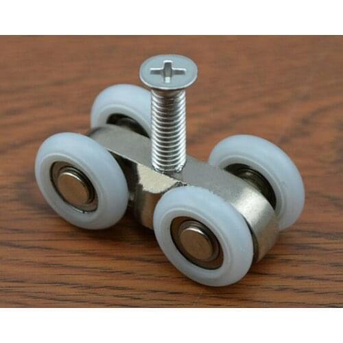 8Pieces Shower glass sliding door hanging small pulley wheel hanging conventional four-track roller wheel pulley with screw