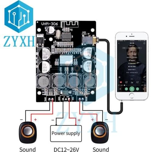 VHM-306 TPA3118 Bluetooth-compatible Amplifier Board 2*30W Stereo Audio AMP 3.5mm AUX Jack For 4/6/8 Ohms Home Speker DIY