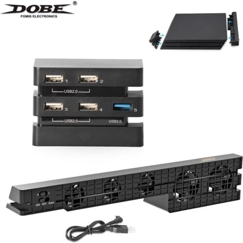 DOBE 2-in-1 Turbo Cooler&USB Hub Combo Kit For PS4 Pro Sensor Temperature Controlled Cooling Fan And Adapter Charger Controller