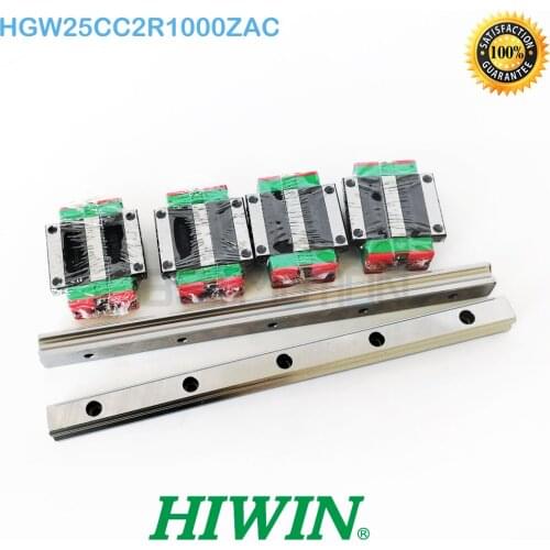 Geninue Taiwan HIWIN 25mm Linear Guide HGR25 2pcs 1000mm Rail 4pcs HGW25CC Carriage HGW25CC2R1000ZAC ZA HGW25CA