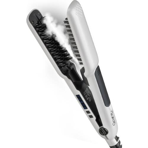 HRS-540 Ultrasonic Steam Hair Straightener steam for curly wavy hair curling irons 2021 easy to use hair brush