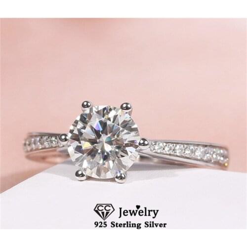 CC Rings For Women S925 Silver Cubic Zirconia Ring Simple Bridal Wedding Engagement Bijoux Femme Accessories Party Gift CC1455