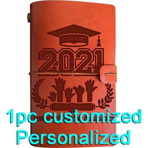 Engraved Leather journal personalized graduation gifts Class of 2021 BJ078 Customized Notebook A5 Dropship US Store Diary