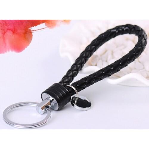 KvJJL 1PC Braided Leather Rope Handmade Waven Keychain Zinc Alloy Key Chain Car Key Ring Bag Decor Party Gift Hot