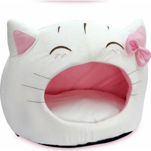 Cute Cat Bow House Dog Bed Pet Bed Warm Soft Dogs Kennel Dog House Pet Sleeping Bag Cat Bed Cat House