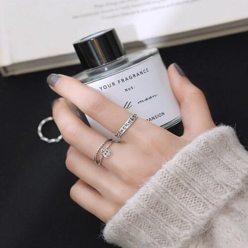 Rings Set For Women Adjustable Opening Smiley Pendant Lucky Dark Index Finger Hip Hop Sweet Couple Gift Fashion Elegant INEFFA