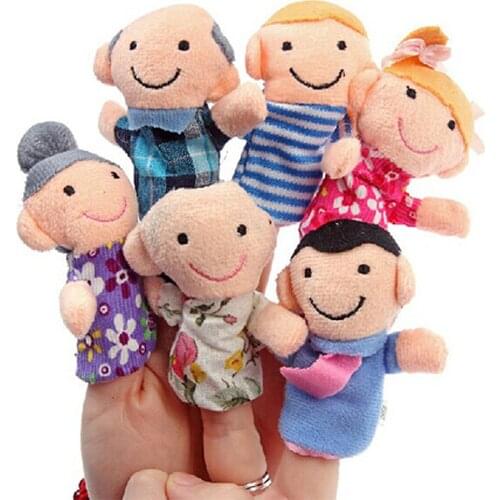 6 Pcs/lot Finger Family Puppets Set Mini Plush Finger Puppets Baby Toy Boys Girls Educational Story Hand Puppet Cloth Doll Toys