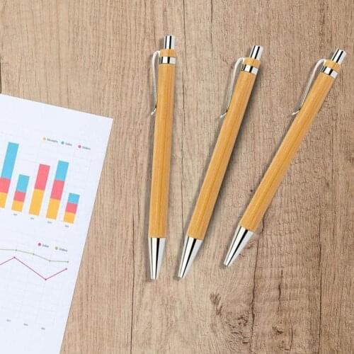 1PC Ballpoint Pen Sets Bamboo Wood Writing Instrument cm 1.0 For workplace School office Student Supplies Pen Ballpoint Black