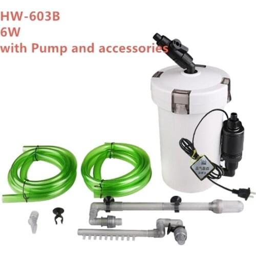 Outside Filter Bucket for Aquarium Fish Aquarium Filter Ultra-quiet External Aquarium Filter Bucket 6W /HW-602B / HW-603B 220V