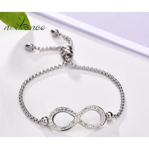 Nextvance Charm Infinity Symbol Adjustable Chain Bracelets CZ Stone Letter Geometric Bracelet For Women