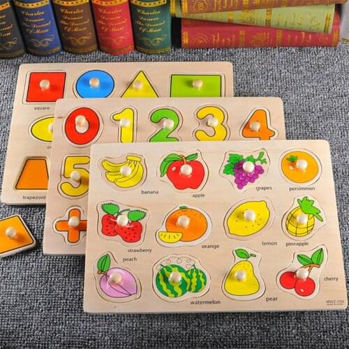 Toddler Baby Cartoon Wooden Puzzle Intelligence Development Educational Toys R7RB