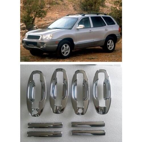 FUNDUOO New ABS Chrome Door Handle Covers trim + Cup Bowl For Hyundai Santa Fe 2001 2002 2003 2004 2005 2006 Free Drop Shipping