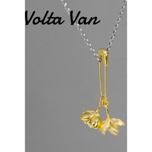 Volta Van 925 Sterling Silver Pendant Necklaces Elegant Fine Jewelry Jasmine Flower 2021 New Vintage Concise Women Necklaces
