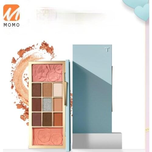 TIMAGE Eye Cheek Plate Eye Shadow Blush Makeup Palette Shimmering Powder Shimmer Waterproof Earth Color