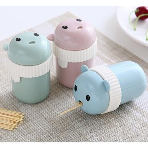Cartoon Toothpick Dispenser Popular Toothpick Holder Tooth Pick Box Plastic Portable Home Living Room Table Decor Accessories