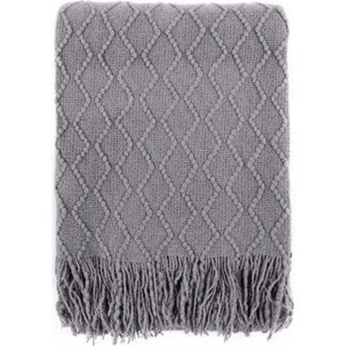 Throw Blankets for Couch Knitted Lightweight and Soft Textured Couch Blanket with Decorative Tassels for Sofa