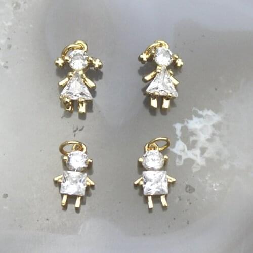 8*11mm 20pcs/lot New design cz pendant,delicate cubic zirconia girl/boy shape charm accessories, fashion cz jewelry wholesale