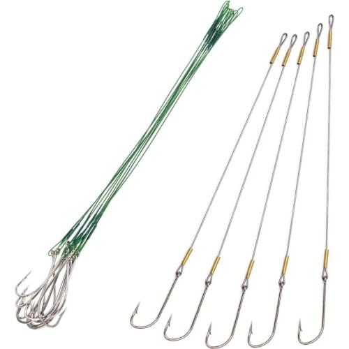 10/5PCS 25cm Anti Bite Steel Wire Leader Leashes For Sea Fishing With Baitholder Hook Swivel Fishing Line Saltwater Pike Bass