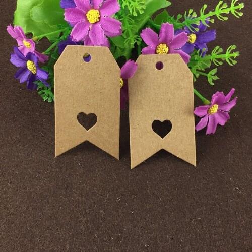 7*4cm 200PCS/Lot Kraft Hang Price With Heart Hole Tags Blank Head Cards Gift/Price/Ticket/Luggage Label Mark Accept Custom Logo