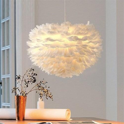 Pink Romantic Swan Feather Pendant Lights Bedroom Bedside Pendant Lamps Modern Childrens Room Living Lighting Study Decor Lamp