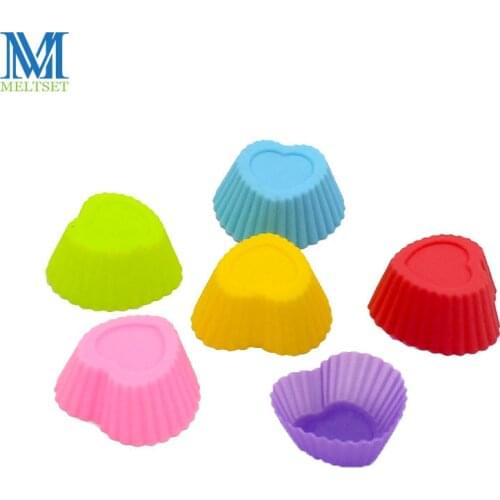 Meltset 12pcs/Lot Heart Shape Muffin Cupcake Mold 3cm Silicone Chocolate Pudding Pastry Mould Mini Muffin Molds Baking Tools