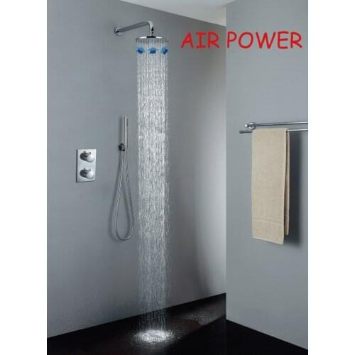 Thermostat Shower Faucet Valve Air Drop Rainfall Shower Head Chrome Rainfall Bathroom Bath & Shower Faucets