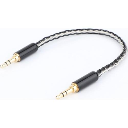 High Quality White Black Braid Silver Plated Wire 3.5mm Male to 3.5mm Male Stereo Audio Hifi Audio Cable Car AUX Wire Jump Cable