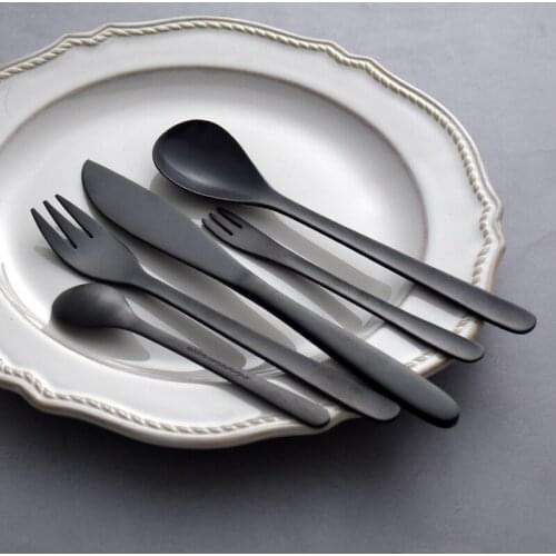 Japanese Luxury Cutlery Set Simple Black Stainless Steel Steak Knife Dinner Set Kitchen Eco Friendly Vaisselle Table Art EK50DS