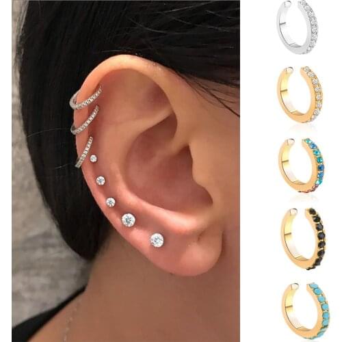 YWZIXLN New Fashion Women Earrings Punk Rock Earcuff Vintage Clip Earring Crystal Ear Cuff Non Pierced Earrings Nose Ring E0144