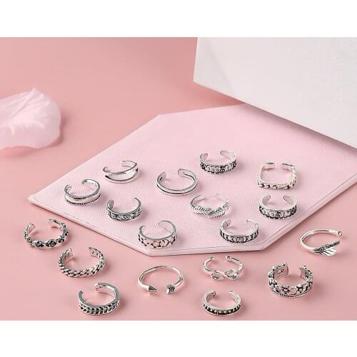 Summer Forest Element Foot Rings For Women Geometric Square Hollow Flower Toe Ring Femme Beach Fashion Lot Foot Finger Jewelry