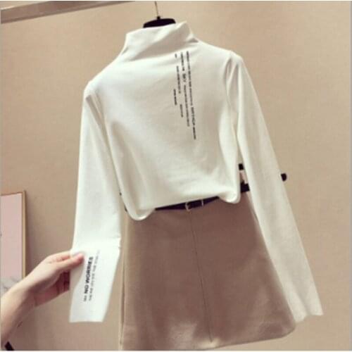 Women Turtleneck Print Pullover Csual Tops Long Sleeve Slim Inside Blouse 2020 New Autumn Office Lady Elegant Blouse