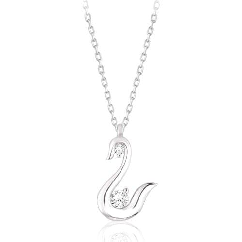 Swarovski Women Zircon Cubic Zirconia Swan Silver Necklace