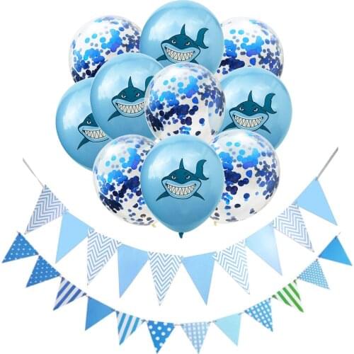 ZLJQ 10PCs Shark Theme Party Supplies Latex Balloons Under the Sea/Pool/Beach/ Kids Boys Girls Birthday Party Decorations 8