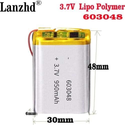 20PCS 950mAh li pol lipo Battery 3.7V Lithium Rechargeable 603048 Polymer Li ion cell Battery Speaker LED Light Drone Bateria