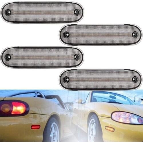 4Pcs/Set LED Side Marker Light Clear Lens Front Rear Turn Signal Lights Blinker Lamp for MAZDA MX-5 MX5 MIATA 1990-2005