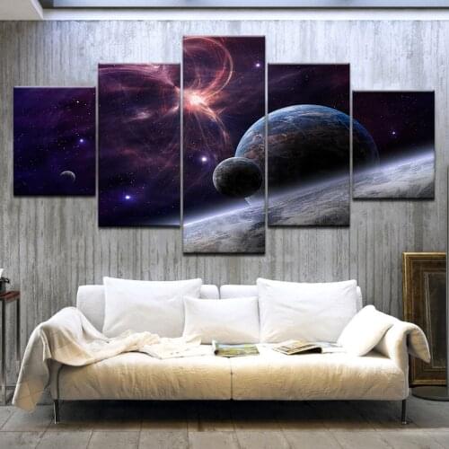 5 Panel/pieces HD Print Space with Stars Galaxies wall posters Print On Canvas Art Painting For home living room decoration