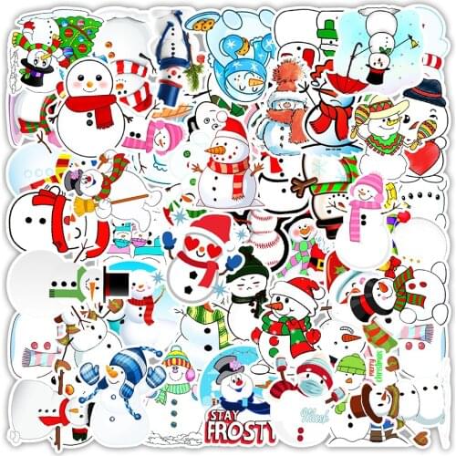 50Pcs Christmas Stickers Crafts and Scrapbooking Santa Claus Snowman Stickers Kids Toys Book Decorative Sticker DIY Stationery