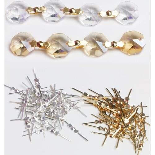 500PCS CHANDELIER LAMP PARTS CRYSTAL BEAD 40MM METAL CONNECTOR GOLDEN BOWTIE PIN