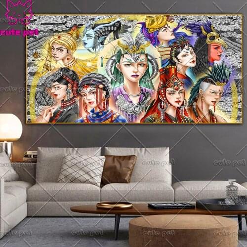 5D Full Square round Drill Tribal man woman Diamond embroidery puzzle mosaic Diamond painting Cross stitch Picture Decor large
