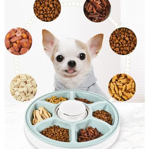 Round Timing Feeder Automatic Pet Feeder 6 Meals 6 Grids Cat Dog Electric Dry Food Dispenser 24 Hours Feed Pet Supplies