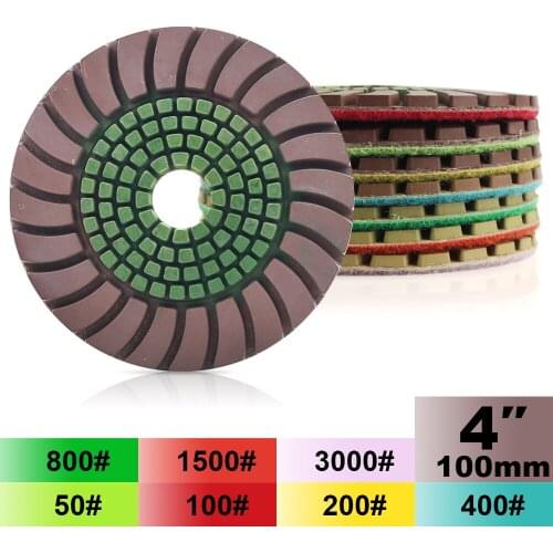 Free shipping 7pcs 4 inch sun type colorful diamond polishing pads 100mm diamond abrasive disc for stone