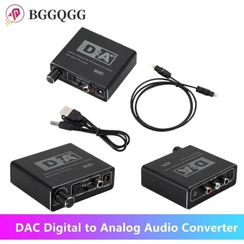 BGGQGG Hifi DAC Digital To Analog Audio Converter RCA 3.5mm Headphone Amplifier Toslink Optical Coaxial Output Portable DAC