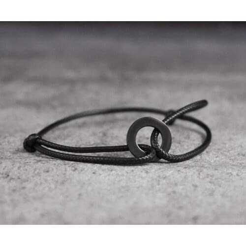 High Quality Stainless Steel Circle Bracelet for Women Men Adjustable Rope Handcuff Bracelet Bijoux Corde Bracelet