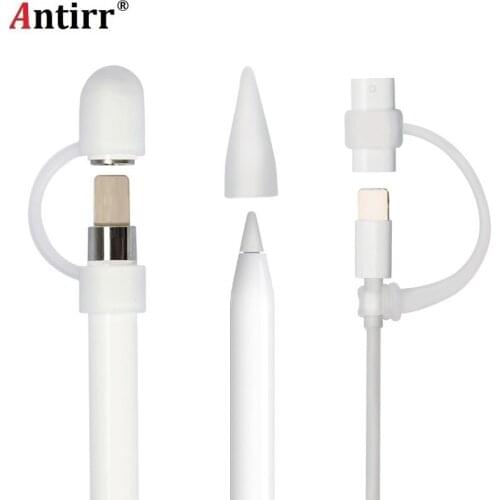 Antirr For Apple Pencil Cap Holder Nib Sleeve Case Soft Silicone Protective Cover Anti-Lost Connector Strap For iPad Pro Pencil