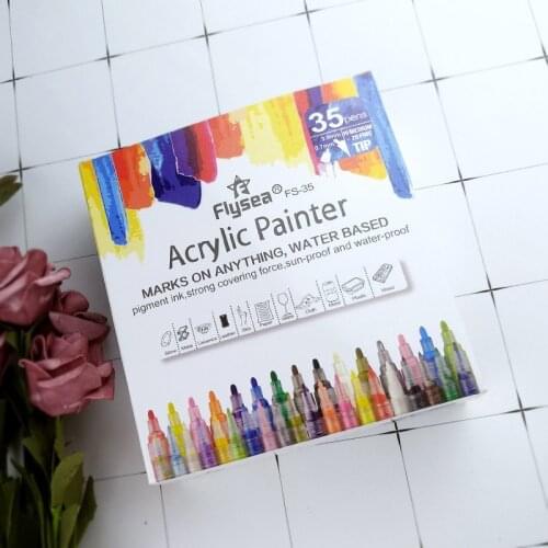 Color Water-based Painting Paint Pen 35 Color Per Set Graffiti Ceramic Marker Pen Set Big Head Hook Line Acrylic Marker Pen