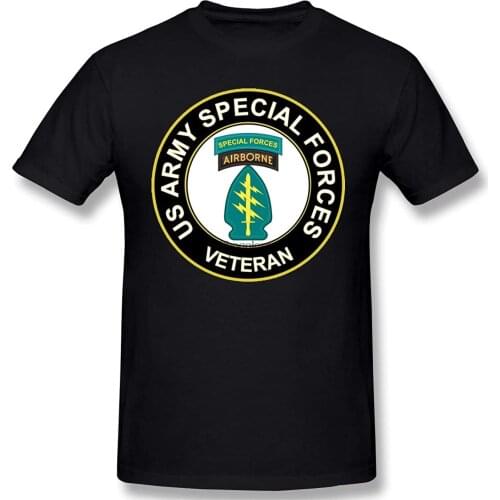 F2018GBi U.S. Army Veteran Special Forces Airborne Mens Cotton Performance Basic Short Sleeve T-Shirt