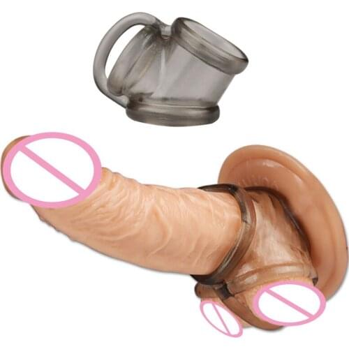 Scrotum Fixed Penis Erection Ring Delay Ejaculation Condom Silicone Penis Sleeve Cock Cage Man Sex Toy