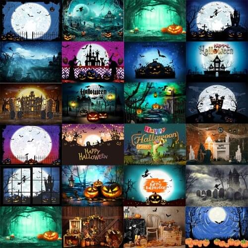 Halloween Party Night Photography Backdrop Ghost Pumpkin Child Birthday Festival Decor Props Background Kids Baby Photo Studio