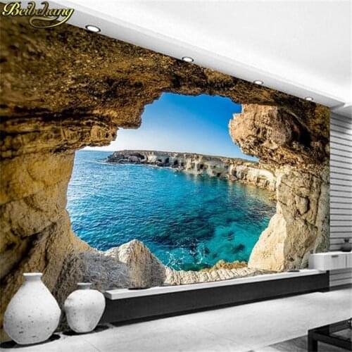 Beibehang Photo Wallpaper Modern Simple Cave Seascape Nature Mural Living Room Bedroom Interior Decor Wallpaper Space Expansion