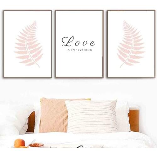 Love Is Everything Quotes Wall Art Blush Pink Canvas Painting Bedroom Decor Above Bed art Posters and Prints Wall Home Decor